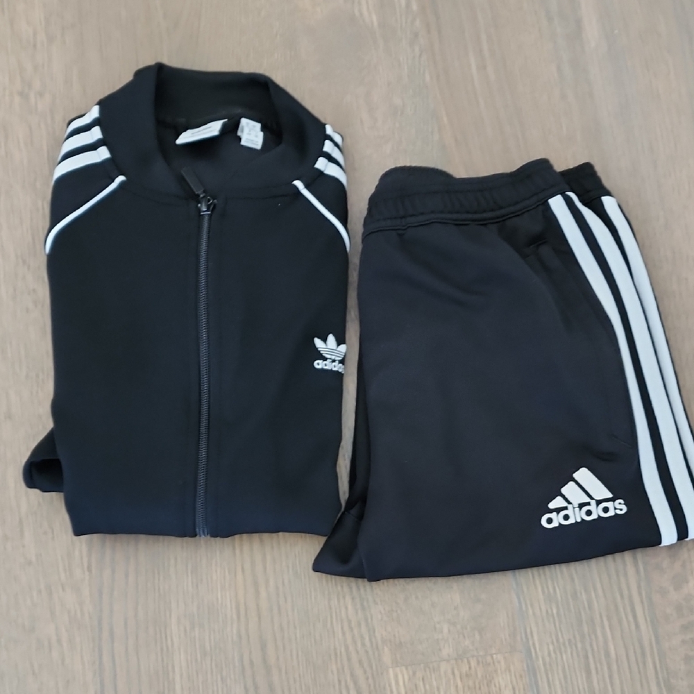 Adidas Black Tracksuit with White Accents